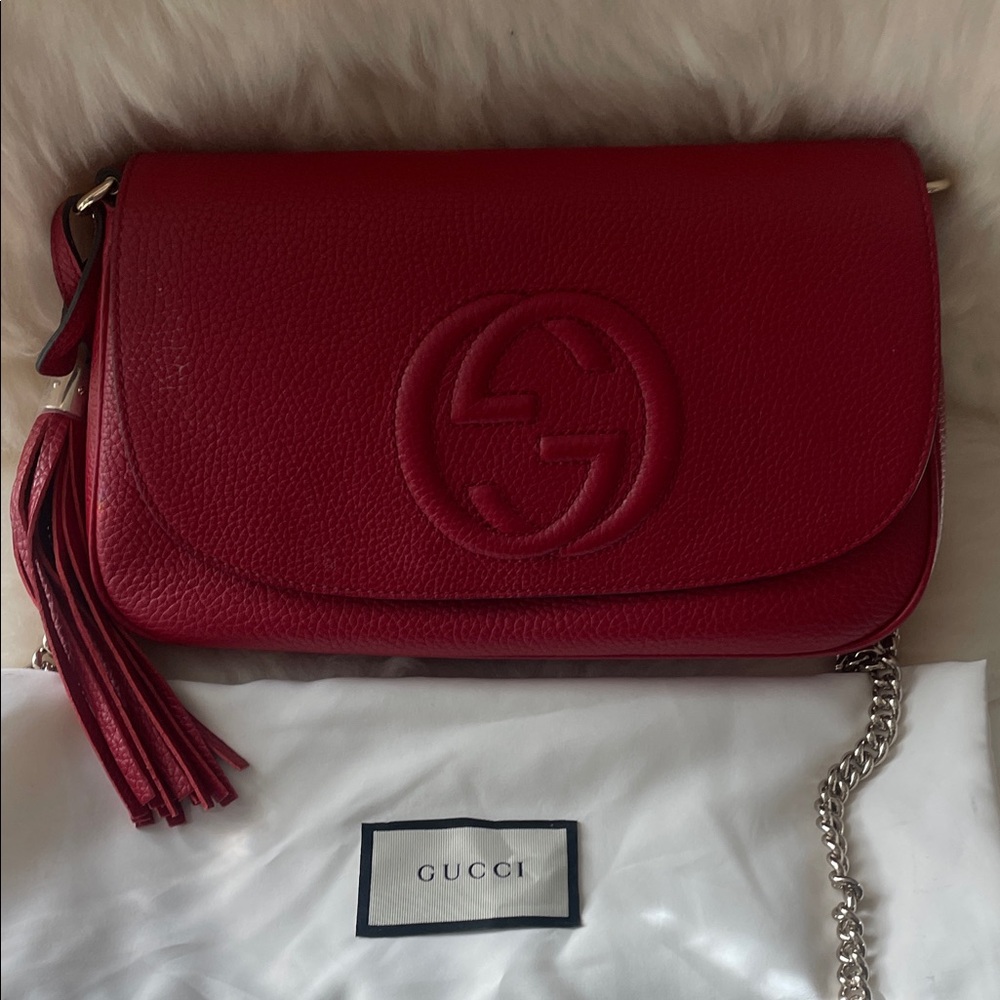 Gucci Red Soho Disco Crossbody with Tassel